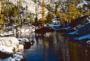 Frozen pond near camp