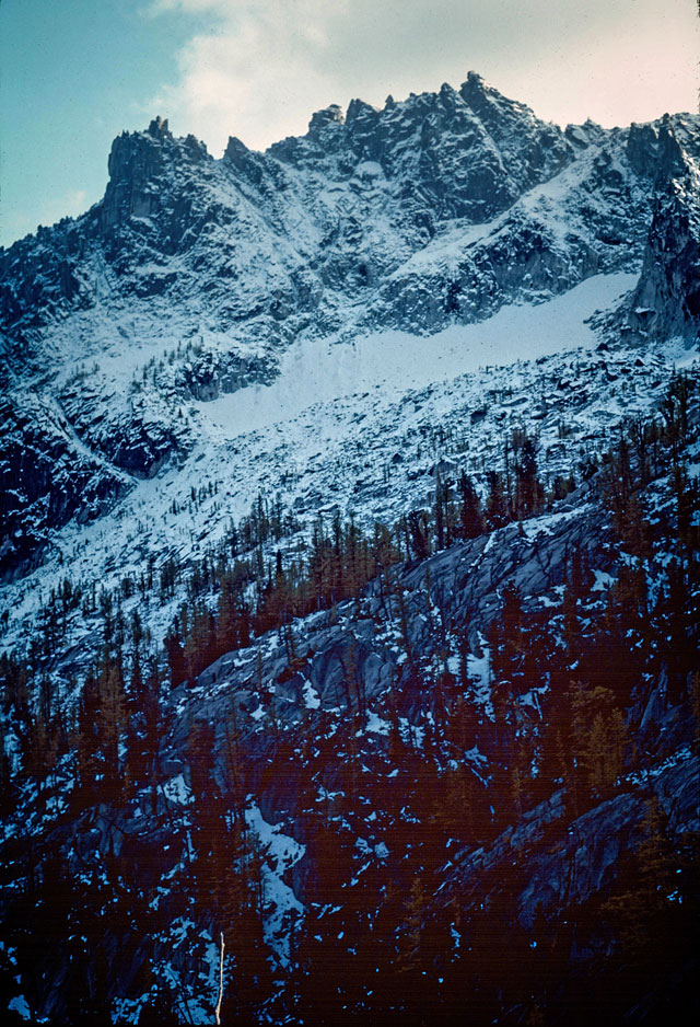 Looking south to McClellan Peak from Trauma Rim route.