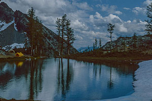 Lower Ice Lake camp by outlet stream