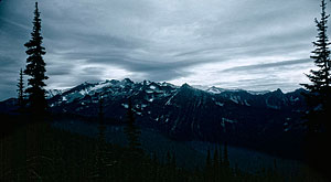 Looking back at Mt. Daniel & Hinman and the area where No Name and Jade Lakes lie