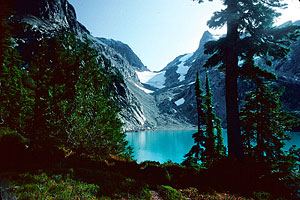 Jade Lake with Dishpan Glacier in the background